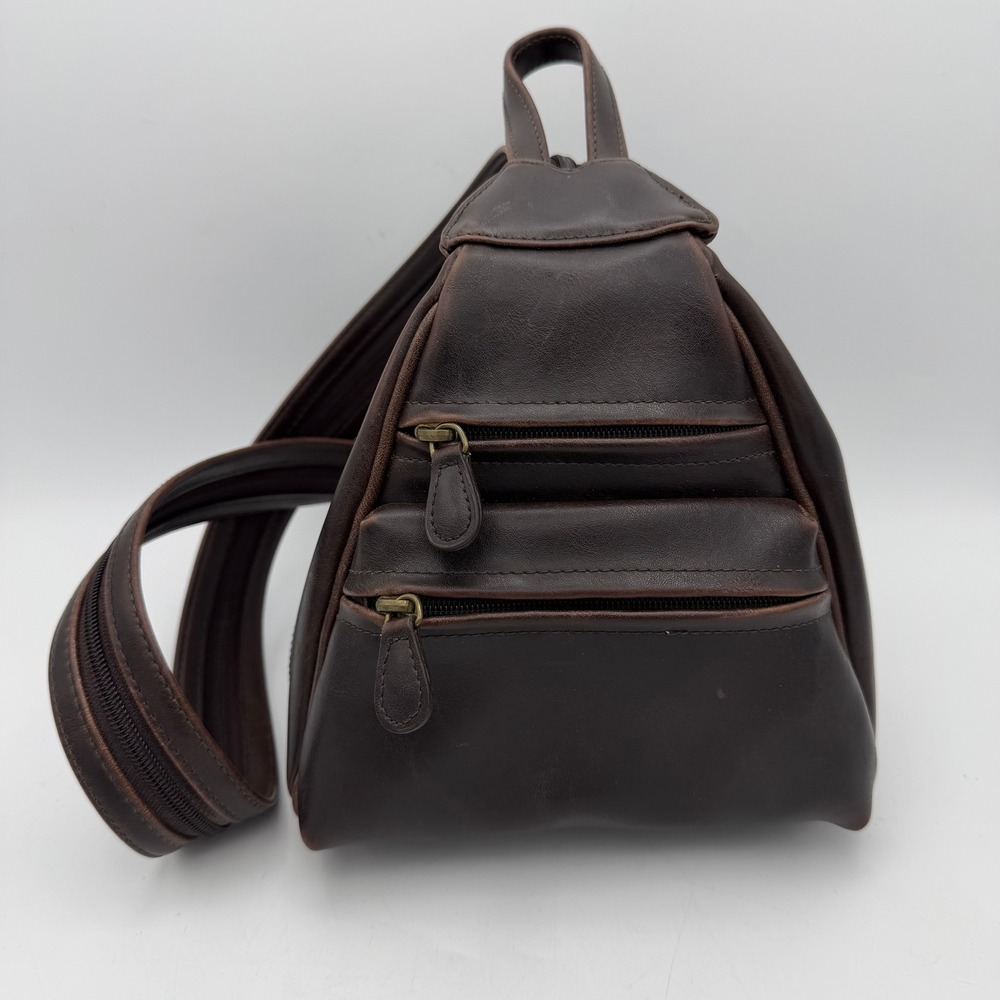 Vtg Villager Liz Claiborne Brown Leather Crossbody Bag Purse Adjustable Strap